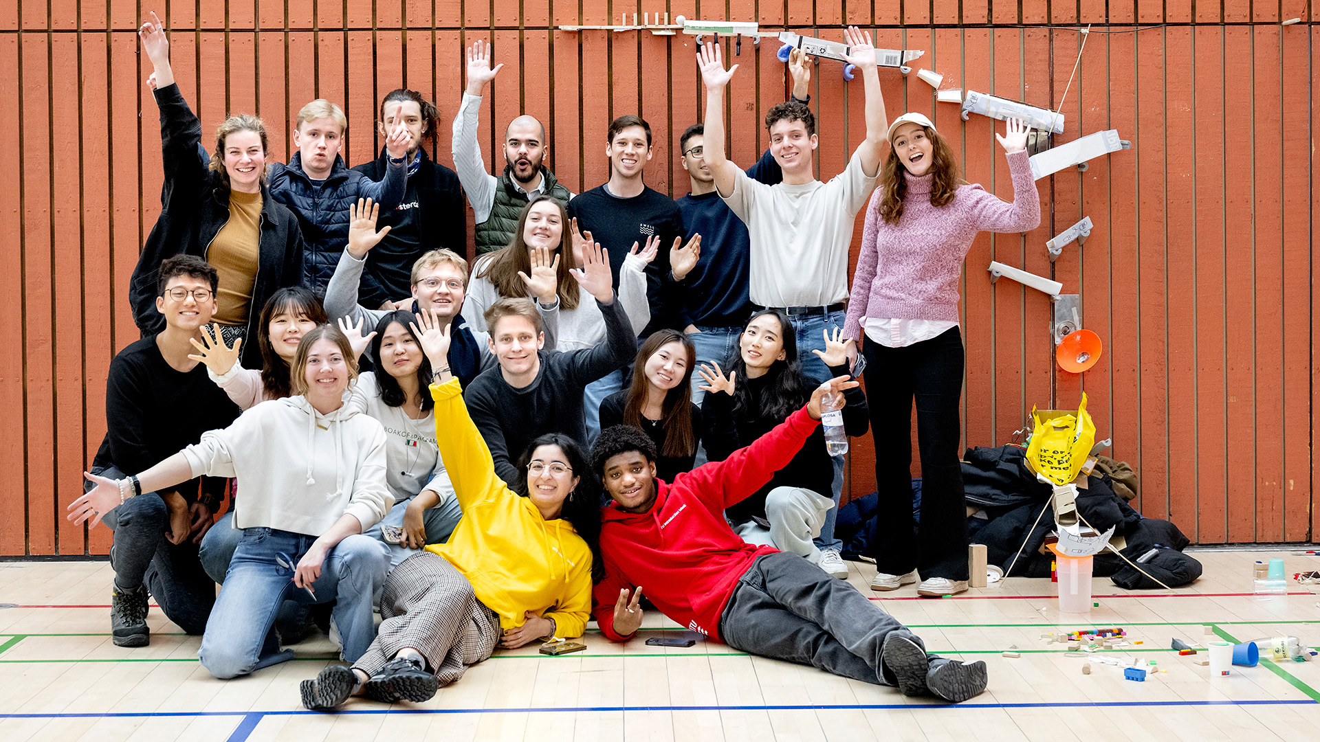 New master's students poses with their buddies. 