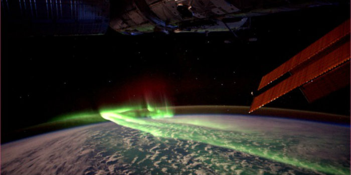 Nordlys fotograferet fra den Internationale Rumstation ISS. (Foto: ESA)
