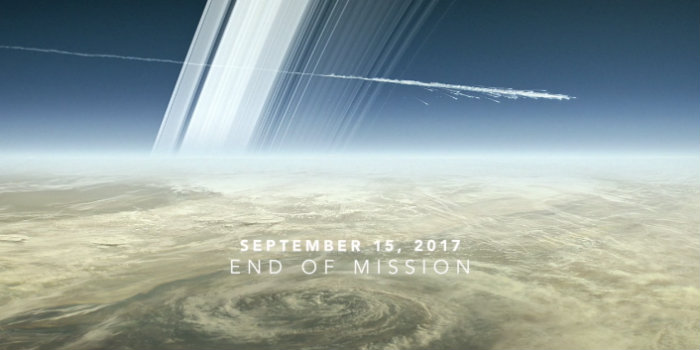 Cassini flyver ind i Saturn's atmosfære 15. september 2017. (Illustration: NASA)