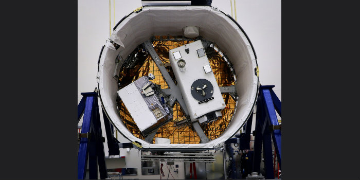 GEDI-missionen pakket og klar i fragtmodulet til opsendelse til ISS med en SpaceX- raket fra Cape Canaveral i Florida december 2018. (Foto: NASA)