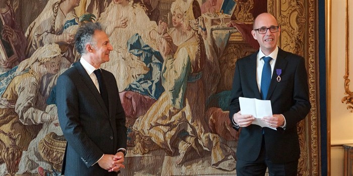 French ambassador François Zimeray and Henrik C. Wegener at the ceremony at the French embassy in Copenhagen. Photo: the French embassy.