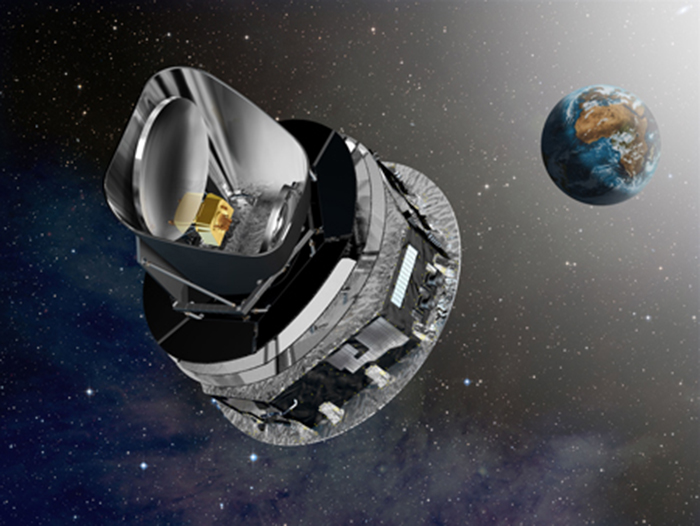 Planck i rummet. Illustration: ESA.