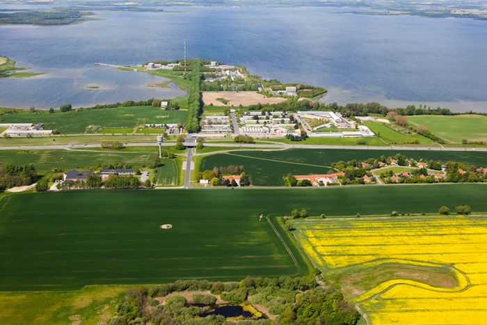 Luftfoto af området øst for Risø-halvøen, hvor DTU Risø Park skal ligge