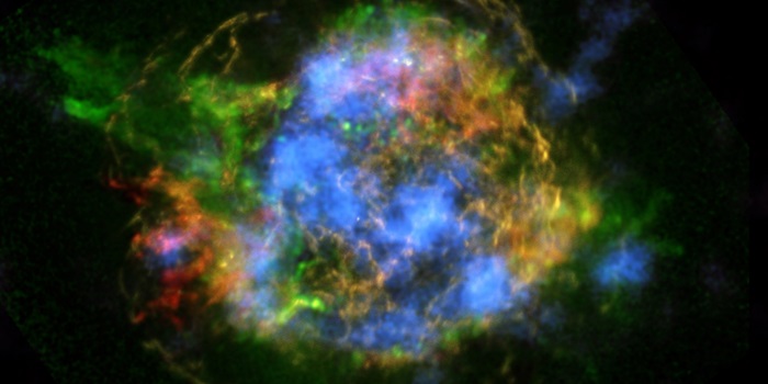 Resterne af supernovaen Cas A, observeret af NuStar-satellitten. (NASA)
