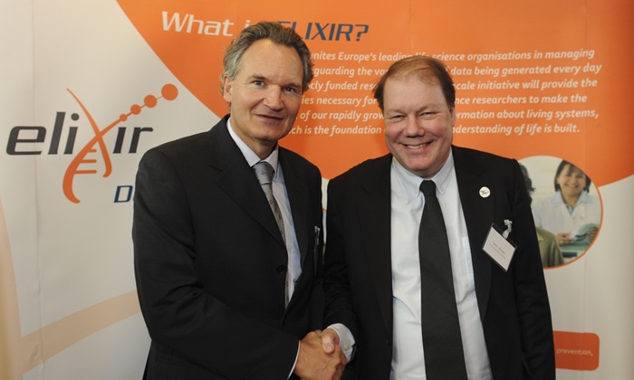 Robert-Jan Smits, Director-General of DG Research and Innovation (RTD) at the European Commission (left) and Søren Brunak, professor at DTU Systems Biology and Chair of the ELIXIR Interim Board (right)