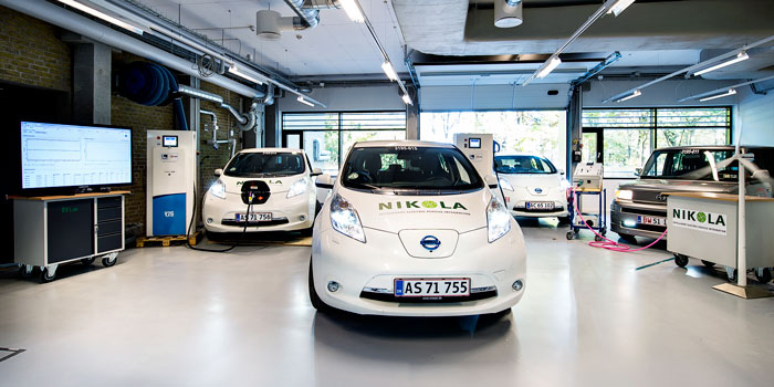 DTU's forskning og udvikling af elbiler sker nu i det nye elbilslaboratorium på Lyngby Campus. Foto: Joachim Rode.