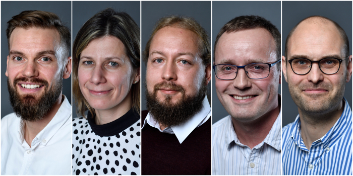 Lars Rønn Olsen, Stela Canulescu, Mikkel Bentzon-Tilia, Dirch Hjorth Petersen, Johan Ulrik Lind. Foto DFF