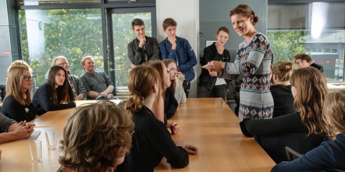 Professor Anne Hauch, DTU Energy, is inspiring young potential engineering students. Photo Mikal Schlosser