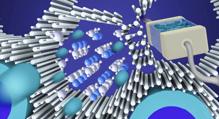 Nyt batterimateriale bestående af lithium-borohydrid (LiBH4), som er indesluttet i porerne af nanokrystallinsk SiO2