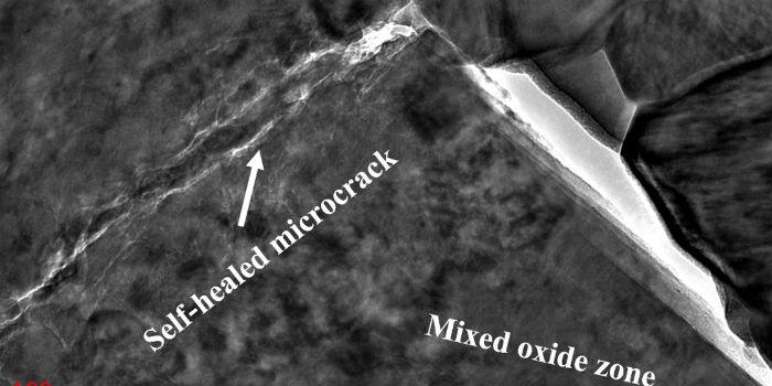 an area indicating a self healed microcrack is directed to the surface