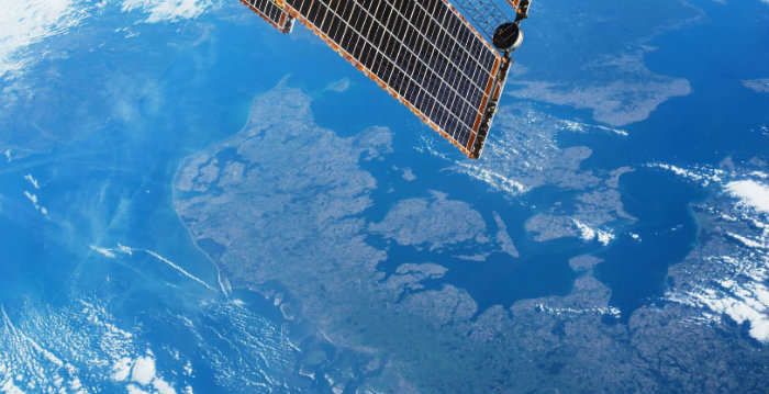 Danmark fotograferet fra den Internationale Rumstation (ISS) af den danske astronaut Andreas Mogensen. (Foto: ESA/DTU Space)