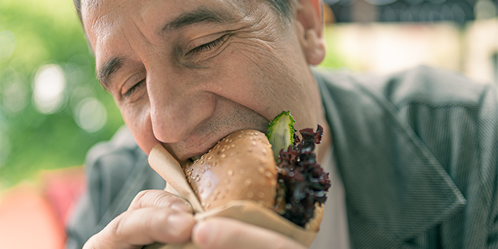 Man enjoying burger