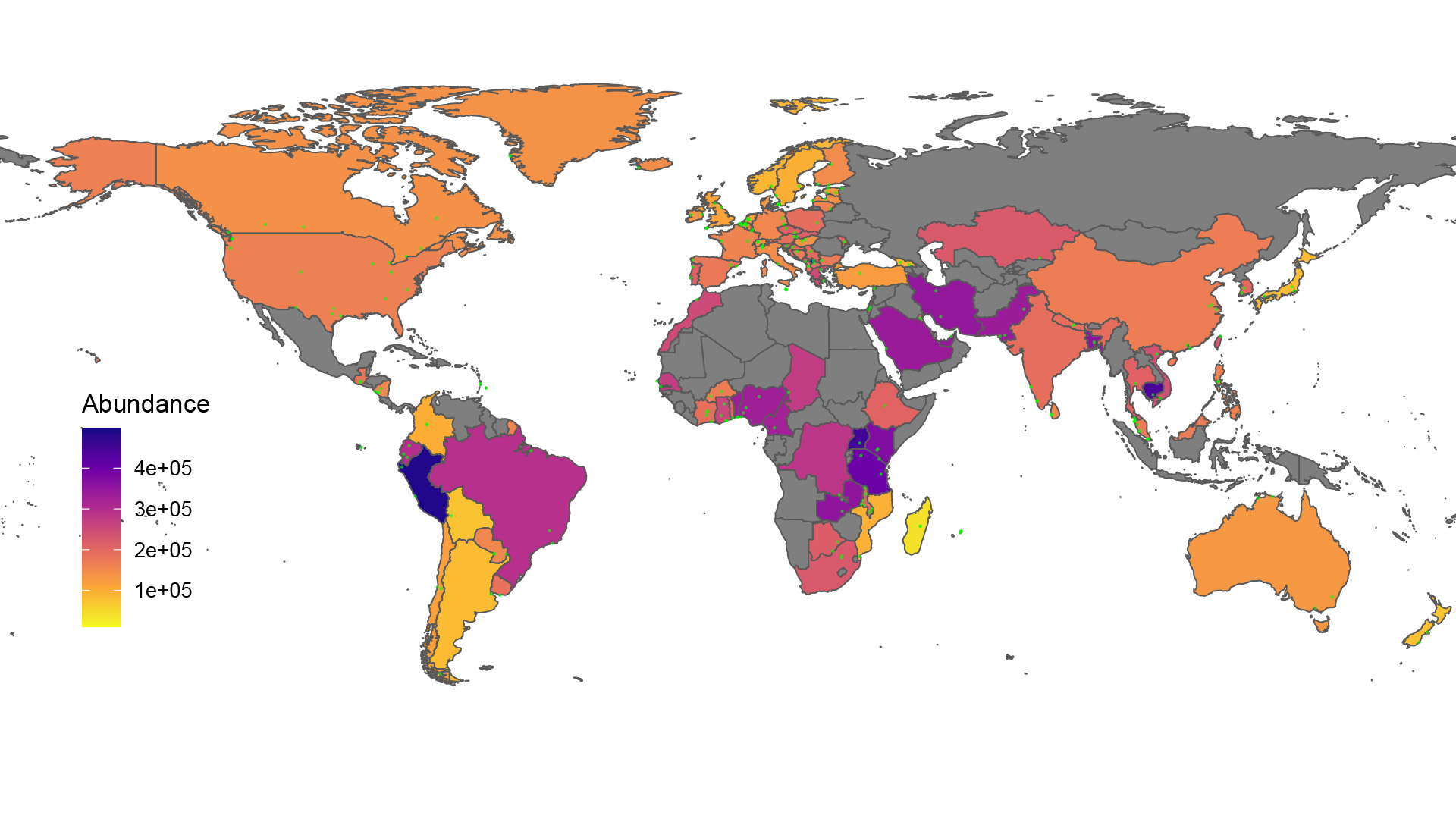 Verdenskort der viser forekomsten af resistensgener i forskellige lande.