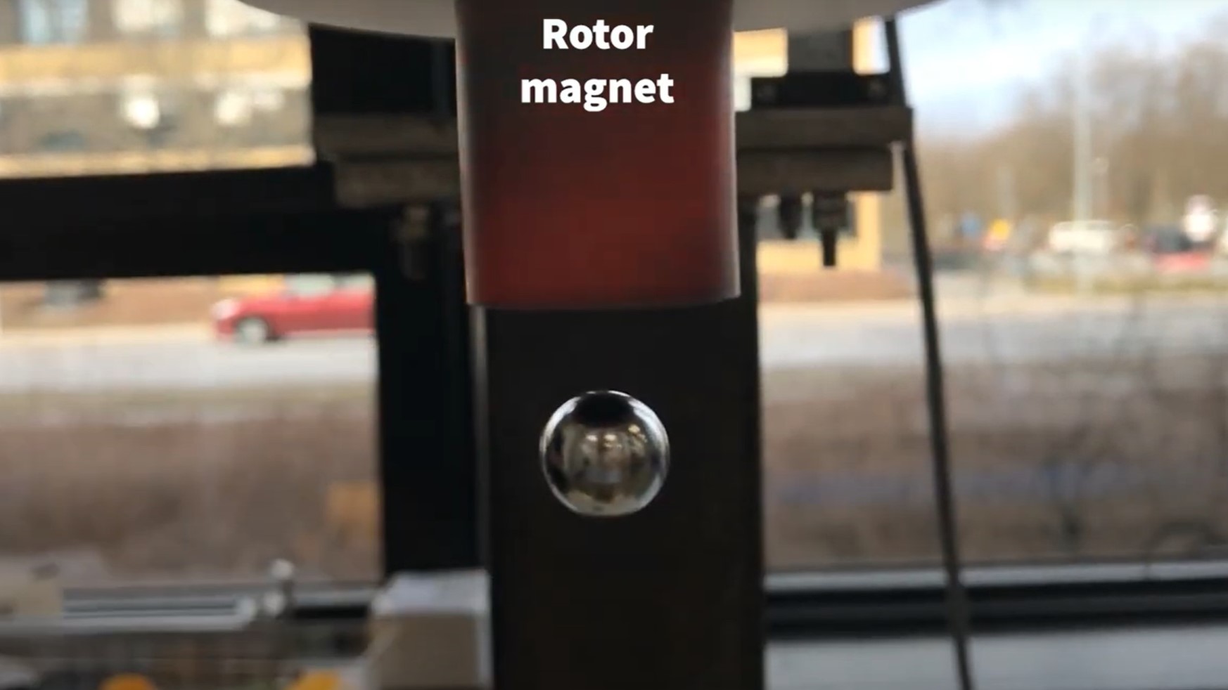 VIDEO: Magnetic levitation starting demonstration using a 12.7 mm diameter spherical magnet and a 19 mm diameter rotating at 180 Hz. Credit: DTU.