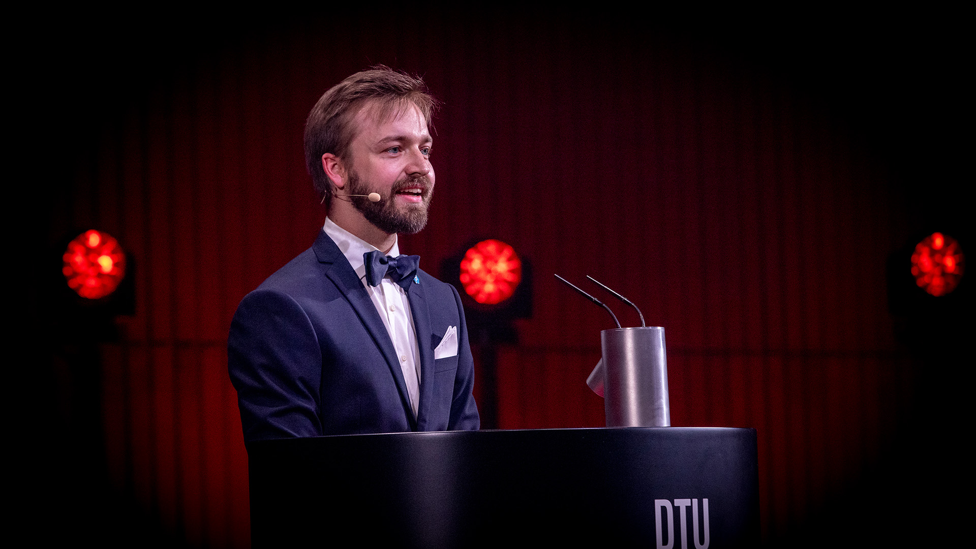 The last speaker at DTU Commemoration Day was President of PF Mikkel Berrig Rasmussen. Photo: Steen Brogaard.