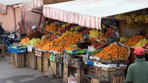 Food market with fruit and vegetables in Marakesh